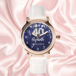 40. Geburtstagsnacht blaue Silberstars Armbanduhr