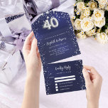 40. Geburtstagsnacht blaue Silberstars uAwg<br><div class="desc">Ein marineblauer blauer Hintergrund mit Sternen. Die blaue Farbe ist ungleichmäßig. Personalisieren und hinzufügen von Namen,  Party-Details,  UAWG,  Rücksendeadresse und Namen. Nummer 40 wird mit einem Schriftart im Ballonstil geschrieben.</div>