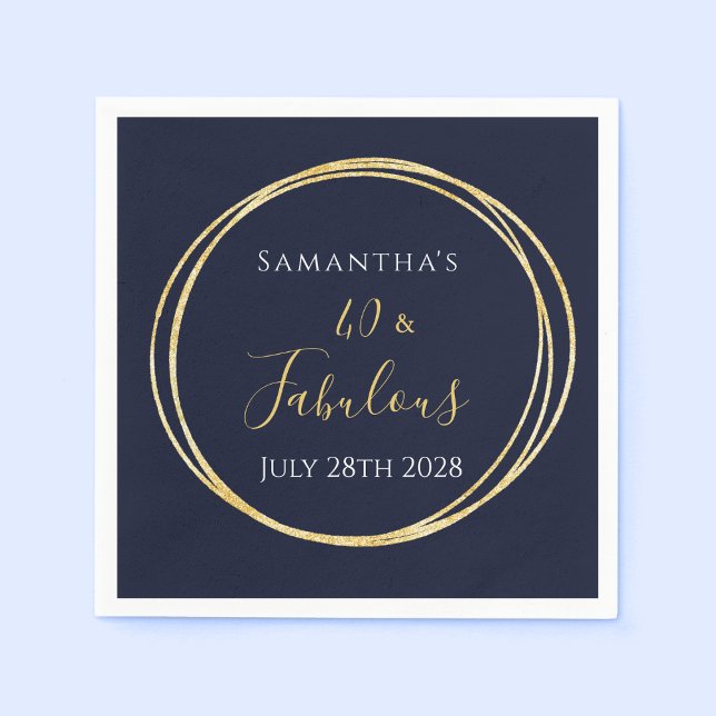 40. Geburtstagsnacht Gold Geburtstagsparty Serviette (Von Creator hochgeladen)