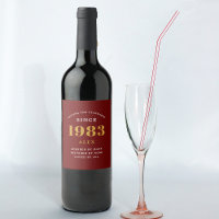 40. Geburtstagsname 1983 Red Gold Elegant Chic