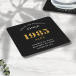 40. Geburtstagsname 1985 Black Gold Elegant Chic Rechteckiger Pappuntersetzer<br><div class="desc">Premium Untersetzer aus Personalisiertem und schwarzem Gold zum 40. Geburtstag - Celebration Elegance. Feiern Sie einen Geburtstag im Stil eines Meilensteins mit unseren schicken, hochwertigen 40. Geburtstagspapieren-Untersetzer. Exquisit gestaltet mit einem auffallenden Schwarz-Gold-Farbschema, fügen diese Untersetzer eine Touch von Luxus und Eleganz zu jedem 40. Geburtstag Bash. Äußern Sie Ihren persönlichen...</div>