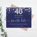 40. Geburtstagsnavy blauen Silber rett Budget Flyer<br><div class="desc">Bitte beachten Sie, dass dies Save the Date auf Flyer Papier und sehr dünn ist. Umschläge sind nicht enthalten. Für eine dickere Save the Date Karte (das gleiche Design) besuchen Sie bitte unseren Shop. Eine Freundin und trendig Save the Date für ein 40. Party. Ein marineblau gefärbter Hintergrund. Dekoriert mit...</div>