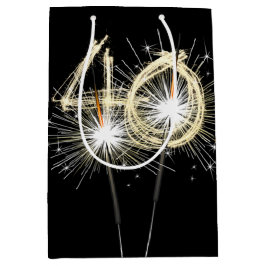 40. Geburtstagsparkler auf schwarz Mittlere Geschenktüte