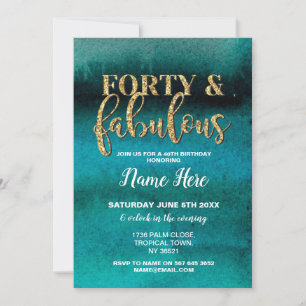 40. Geburtstagsparty & Fabulous Aquamarin 40. Einl Einladung