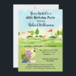 40. Geburtstagsparty Foto Golf Einladung<br><div class="desc">Diese festliche und farbenfrohe 40. Geburtstagsfeier-Party Einladung hat ein goldenes Thema und ist ideal für einen Golfer. Es verfügt über einen Golfplatz mit Golfklubs auf einem Golfplatz, viel zu personalisieren, um für Ihre eigene Veranstaltung und ein Foto geeignet zu machen. Wir haben alle Zutaten, um es zu einem besonderen Party...</div>
