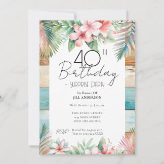 40. Geburtstagsüberraschung Party Tropical Einladung