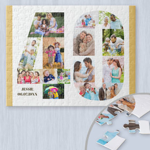 40. Geburtstagszahl 40 Benutzerdefinierte Fotocoll Puzzle