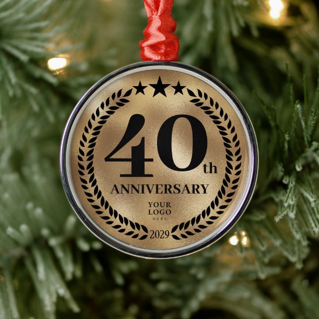 40. Geschäftsjahr Gold Weihnachten Ornament Aus Metall (Baum)