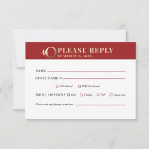 40. Geschäftsjubiläum RSVP Antwortkarte Karte