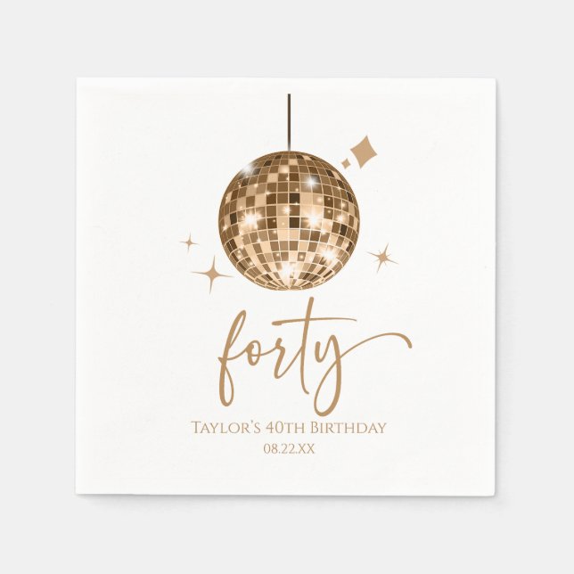 40 Gold Disco Ball 40. Geburtstag Party Serviette (Vorderseite)