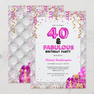 40 Gold Pink 40. Geburtstag Einladung