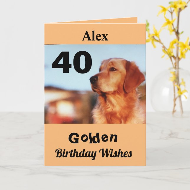 40. Golden Birthday Niedlich Retriever Karte (Gelbe Blume)