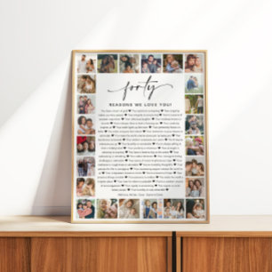 40 Gründe, aus denen wir Sie Liebe Foto Collage Ke Poster
