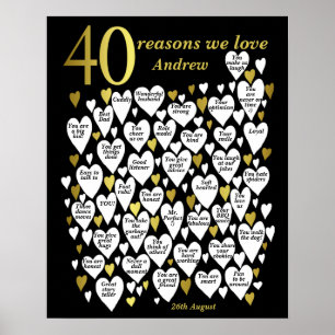 40 Gründe für die Liebe Ihres 40. Geburtstagsgesch Poster