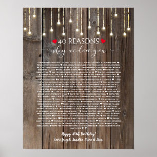 40 Gründe, warum ich Ihnen Holzleuchten  habe Poster