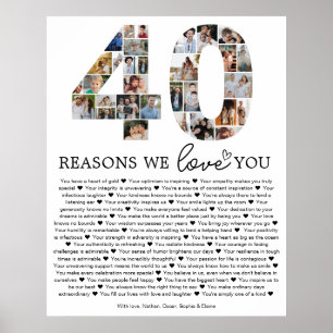40 Gründe, warum wir dich lieben Foto-Collage-Gesc Poster