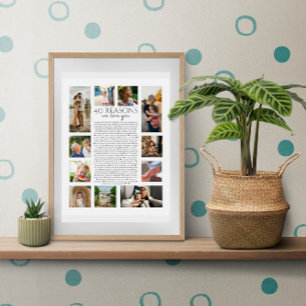 40 Gründe, warum wir dich lieben Fotocollage Poster