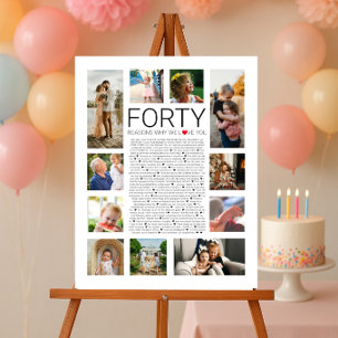 40 Gründe, warum wir dich lieben Fotocollage Poster