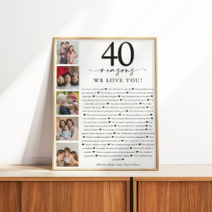 40 Gründe, warum wir dich lieben Geburtstag oder J Poster