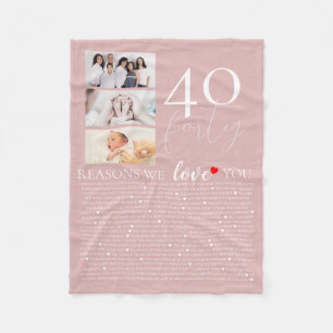 40 Gründe, warum wir Sie zum Geburtstag pink Liebe Fleecedecke