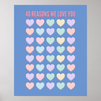 40 Gründe Wir Liebe Sie - 40. Geburtstagsgeschenke Poster