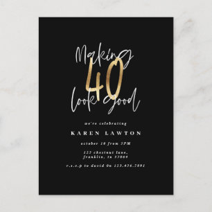 40 gut aussehen lassen moderne goldene und schwarz postkarte