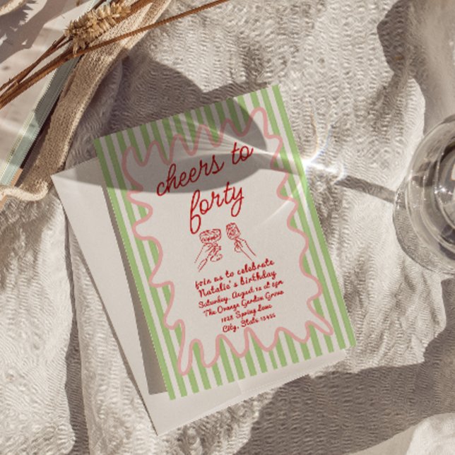 40. Handgezeichnete farbenfrohe Streifen Geburtsta Einladung (Von Creator hochgeladen)