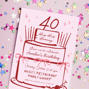 40. Handgezeichnete zeitgenössische funky Torte ro Einladung