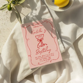 40. Handgezeichneter Bow Champagne Glass Geburtsta Einladung