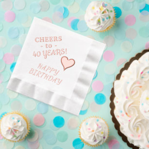 40. Happy Birthday Herzname jedes Alter Servietten Mit Folie