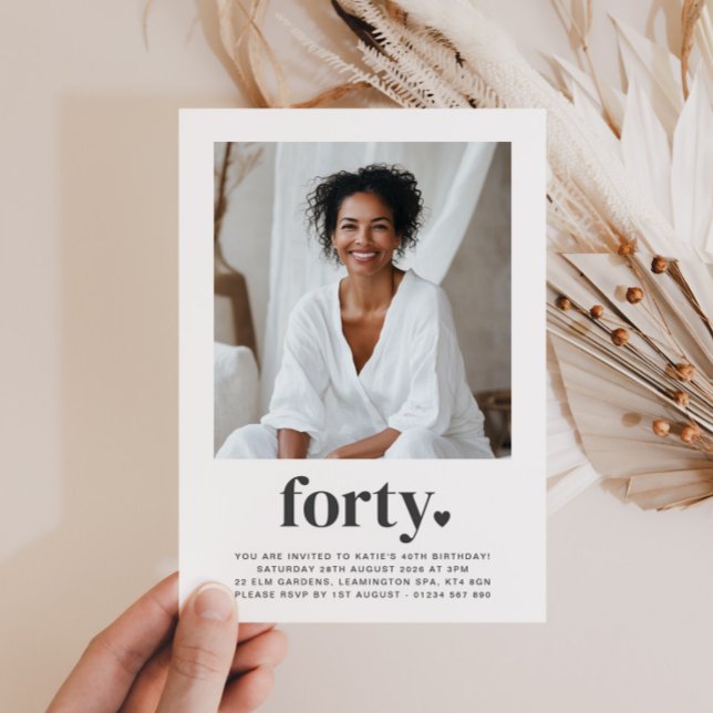 40. Heart Square Foto Geburtstag Einladung (Von Creator hochgeladen)