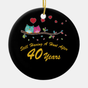 40. Hochzeit Jubiläum Geschenke Owl Couple Keramik Ornament