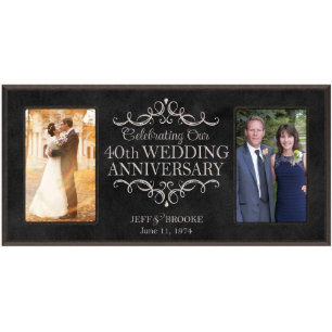 40. Hochzeit-Jubiläum Schwarzer Zwei-Bild-Rahmen