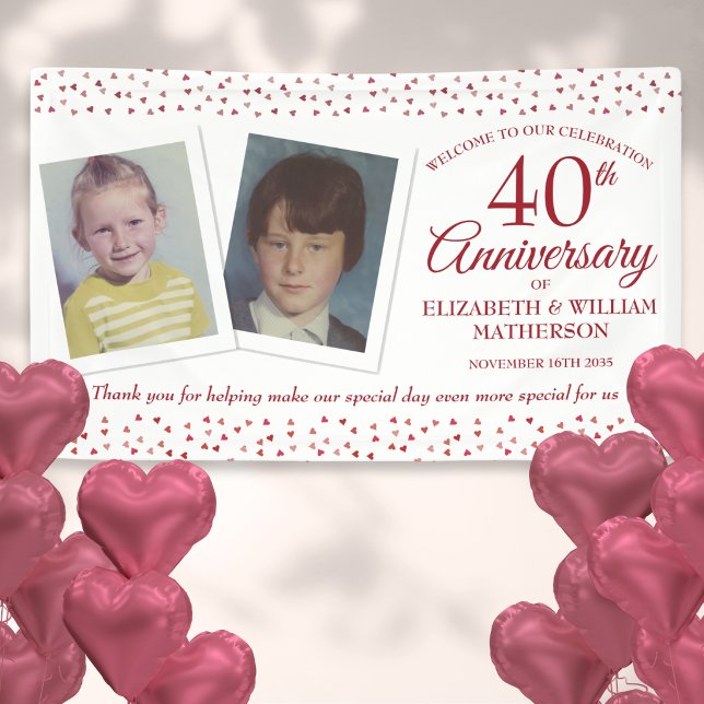 40. Hochzeit Ruby Jubiläum Kindermädchen willkomme Banner (40th Wedding Ruby Anniversary Child Photos Welcome Banner)