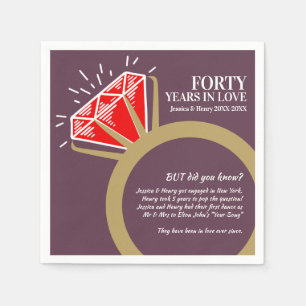 40. Hochzeitsjubiläum Party Ruby Ring Funts Fakten Serviette