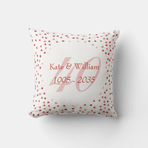 40. Hochzeitsjubiläum Ruby Hearts Konfetti Kissen