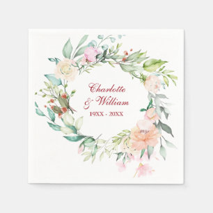 40. Hochzeitsjubiläum Ruby Schrift Rosen Floral Serviette
