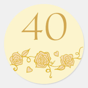 40. Hochzeitsjubiläums-Aufkleber Runder Aufkleber