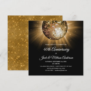 40. Hochzeitsjubiläumsfeier Goldene Disco-Kugel Einladung
