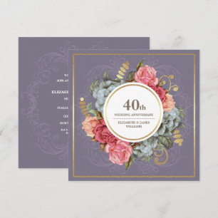 40. Hochzeitsjubiläumsfeier Vintage Floral Einladung