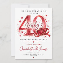 40. Hochzeitsjubiläumskarte | Rubinhochzeit