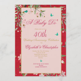 40. Hochzeitstag Blumenrot A Ruby Do Einladung