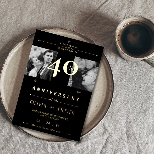 40. Hochzeitstag damals und heute Folieneinladung (Von Creator hochgeladen)