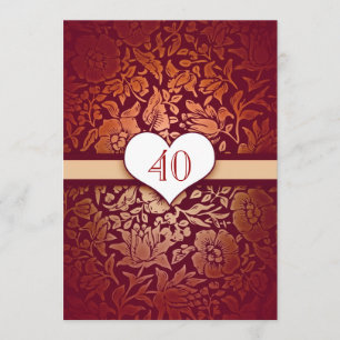 40. Hochzeitstag Damast rot vintage Einladungen
