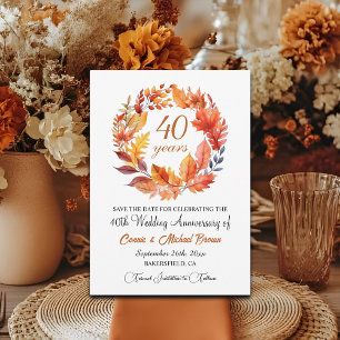 40. Hochzeitstag Elegant Fall Flora Save The Date