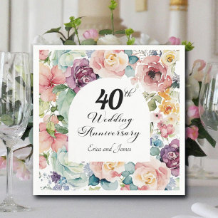 40. Hochzeitstag Elegantes Drehbuch Serviette