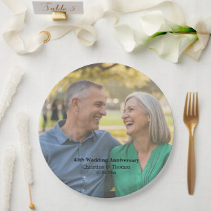40. Hochzeitstag - Foto-Text-Overlay hinzufügen Pappteller