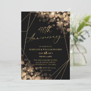 40. Hochzeitstag Gold & Black Einladung