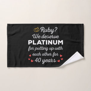 40. Hochzeitstag I - Ruby Funny Couple Badhandtuch Set