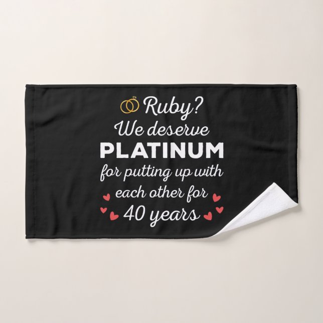 40. Hochzeitstag I - Ruby Funny Couple Badhandtuch Set (Handtuch)
